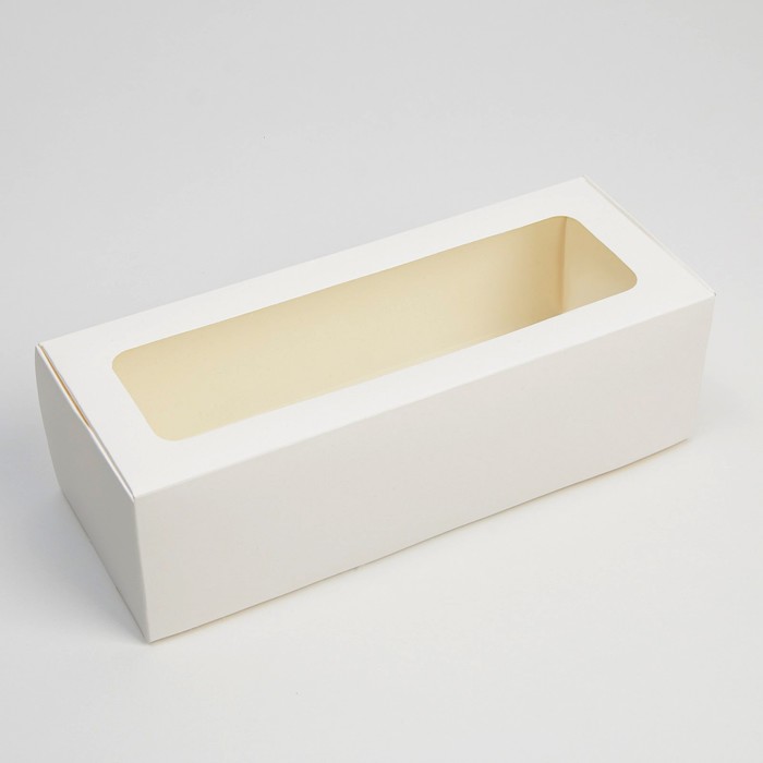 Коробка кондитерская с окном, упаковка, «Белая», 26 х 10 х 8 см