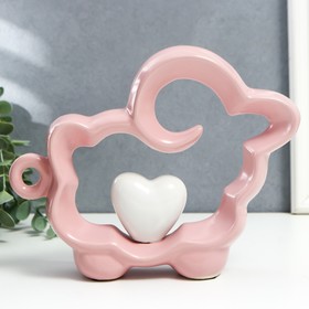 Сувенир керамика 'Розовый барашка с сердечком' 18х5х21,5 см Ош