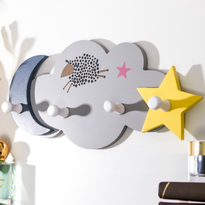 фото Крючки декоративные дерево "барашек в облаках" 15х0,8х33 см