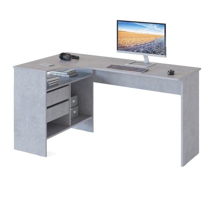 фото Компьютерный стол «спм-25», 1450 × 810 × 740 мм, левый, цвет бетон сокол