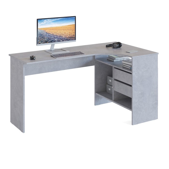 фото Компьютерный стол «спм-25», 1450 × 810 × 740 мм, правый, цвет бетон сокол
