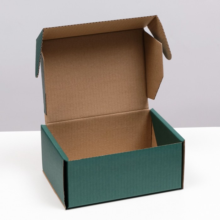 Коробка самосборная, изумрудная, 22 х 16,5 х 10 см,