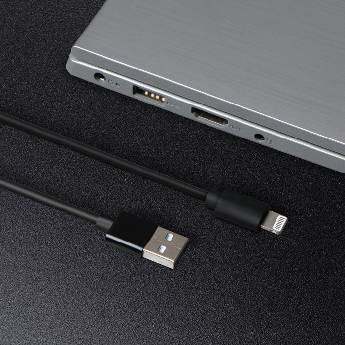 Кабель Windigo, Lightning - USB, 2 А, зарядка + передача данных, TPE оплетка, 1 м, черный