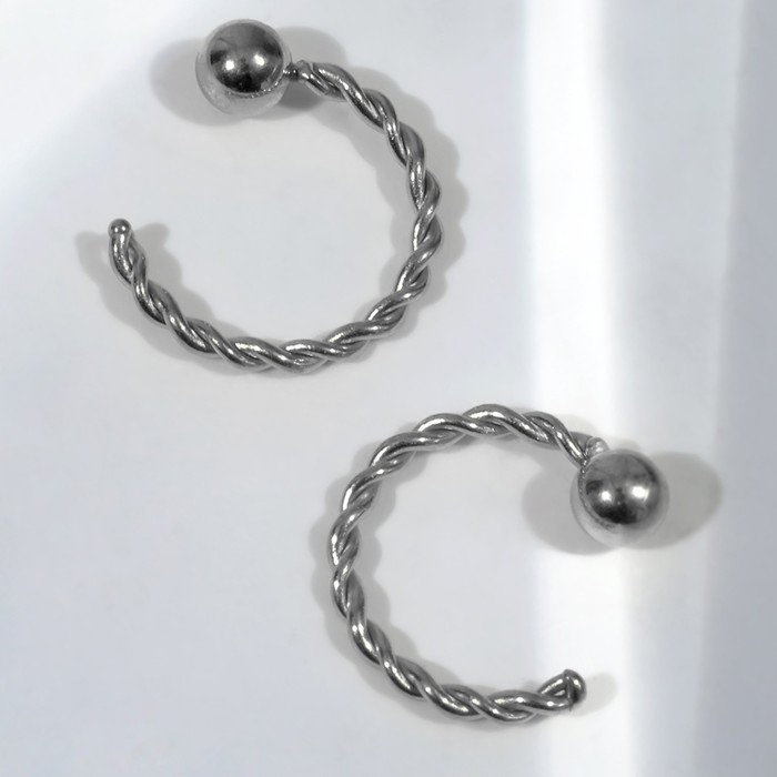 Пирсинг «Кольцо» кручёное, d=0,8 см, пара, цвет серебро пирсинг кольцо кручёное d 1 см цвет серебро 1 пара