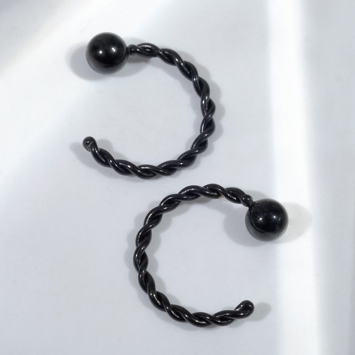 Пирсинг «Кольцо» кручёное, d=0,8 см, пара, цвет чёрный пирсинг кольцо кручёное d 1 см цвет серебро 1 пара