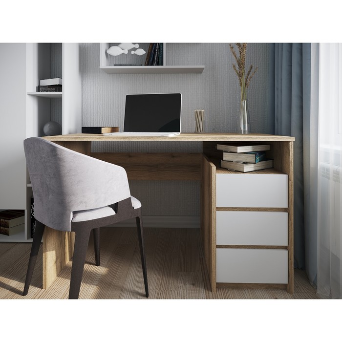 фото Письменный стол «спм 21», 1200 × 600 × 740 мм, цвет дуб делано / белый сокол