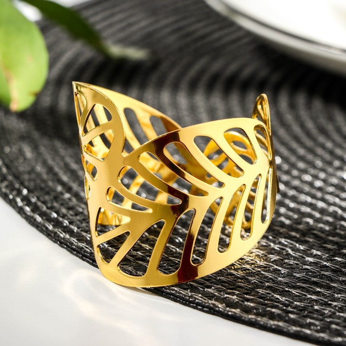 Кольцо для салфетки «Лист», 4,5×4,5×5 см, цвет золотой кольцо для салфетки лист 4×4×3 5 см цвет золотой