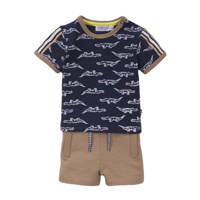 Комплект для мальчика: футболка и шорты, рост 80 см, цвет синий, песочный