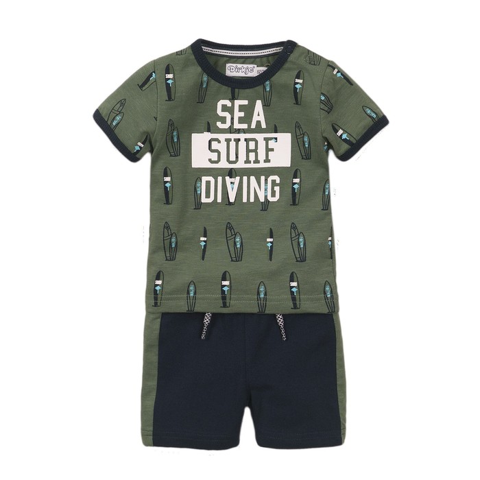 фото Комплект для мальчика: футболка и шорты, рост 74 см, цвет зеленый, синий dirkje