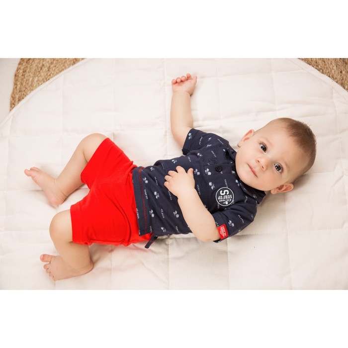 Комплект для мальчика: футболка и шорты, рост 68 см, цвет синий, красный