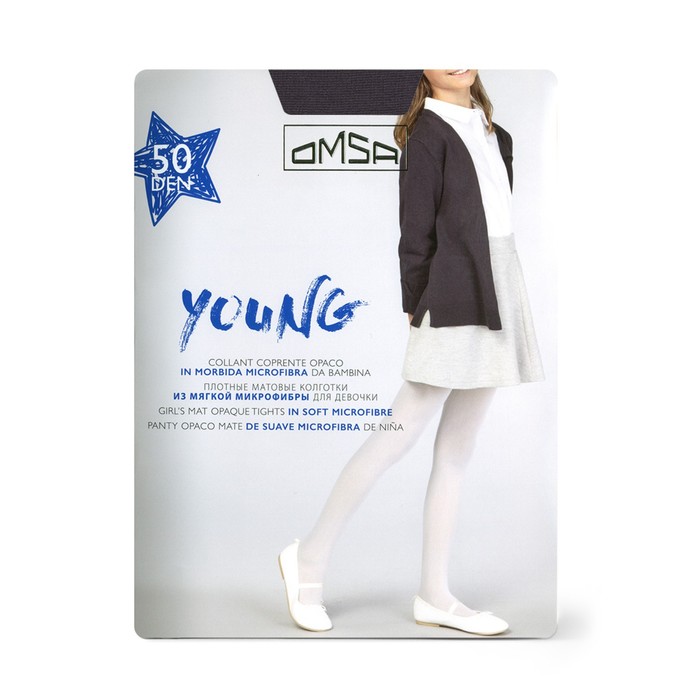 Колготки детские OMSA kids Collant YOUNG 50 Grigio Grafite, размер 9-12 omsa kids collant young 50 rosso mosto 9 12