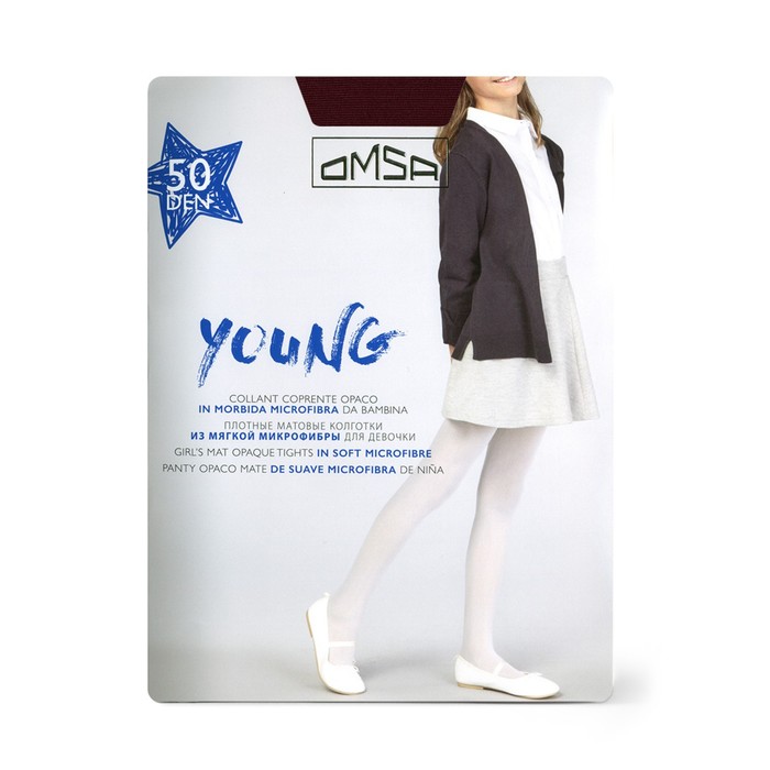 Колготки детские OMSA kids Collant YOUNG 50 Rosso Mosto, размер 9-12 omsa kids collant young 50 rosso mosto 9 12