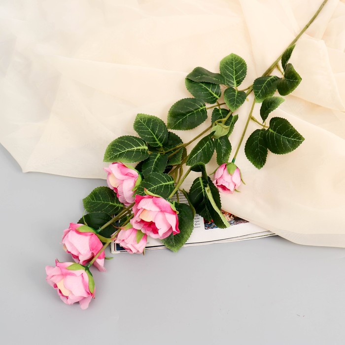 Цветы искусственные Роза кустовая 80 см, розовый цветы искусственные роза пионовидная галант 7х61 см розовый