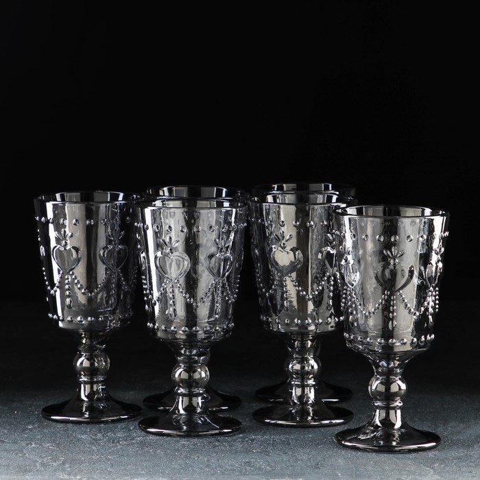 Набор бокалов стеклянных «Адам», 300 мл, 6 шт, цвет серый