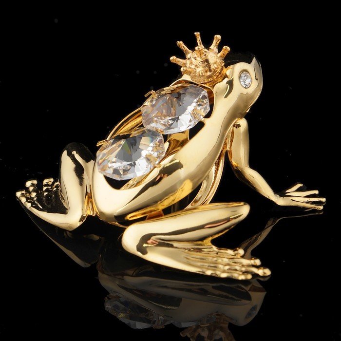 Сувенир «Лягушка», 6,5×5,5×3 см, с кристаллами Сваровски