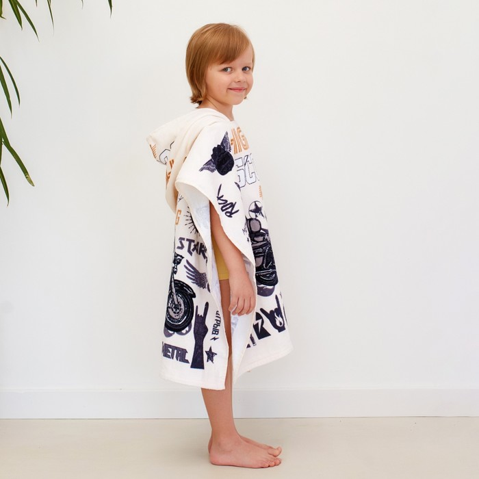 фото Полотенце-пончо детское махровое крошка я "racing" 60*120см, 100% хлопок, 300гр/м2