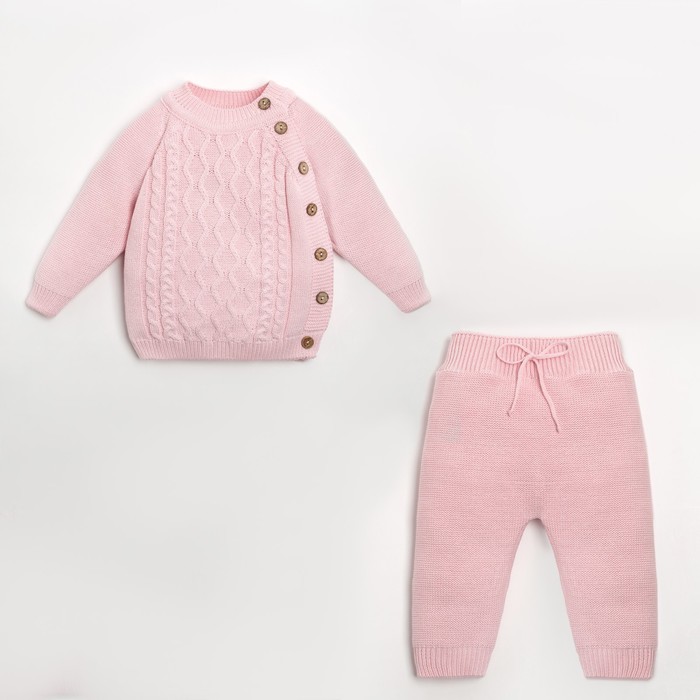 

Комплект вязаный Крошка Я "Cute" рост 86-92 см, цвет розовый