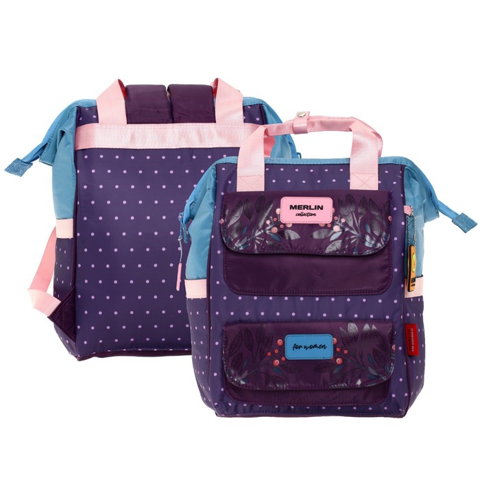 фото Сумка-рюкзак молодежная across merlin, 43 х 29 х 15 см, синий/розовый