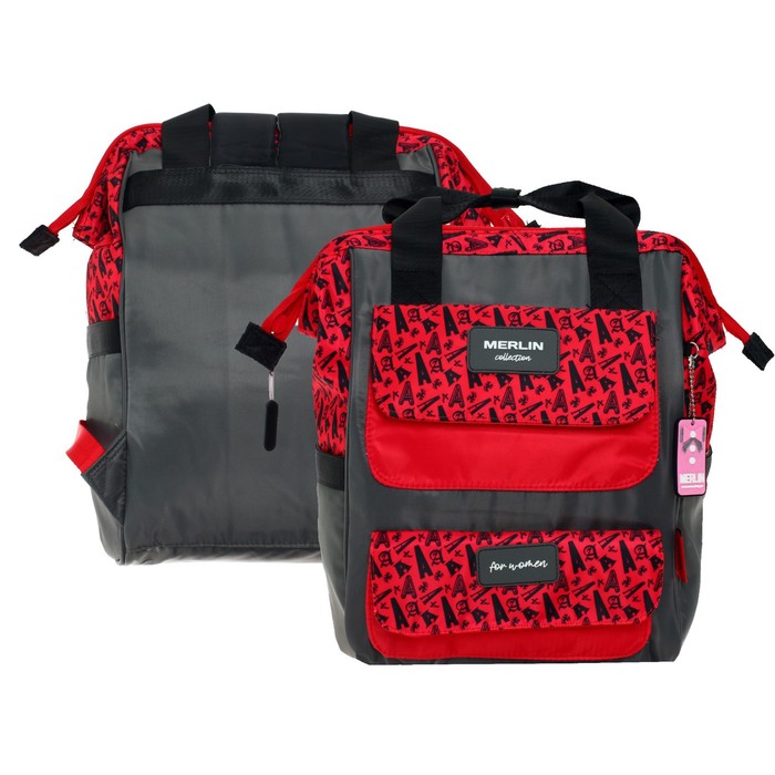 фото Сумка-рюкзак молодежная across merlin, 43 х 29 х 15 см, красный/серый