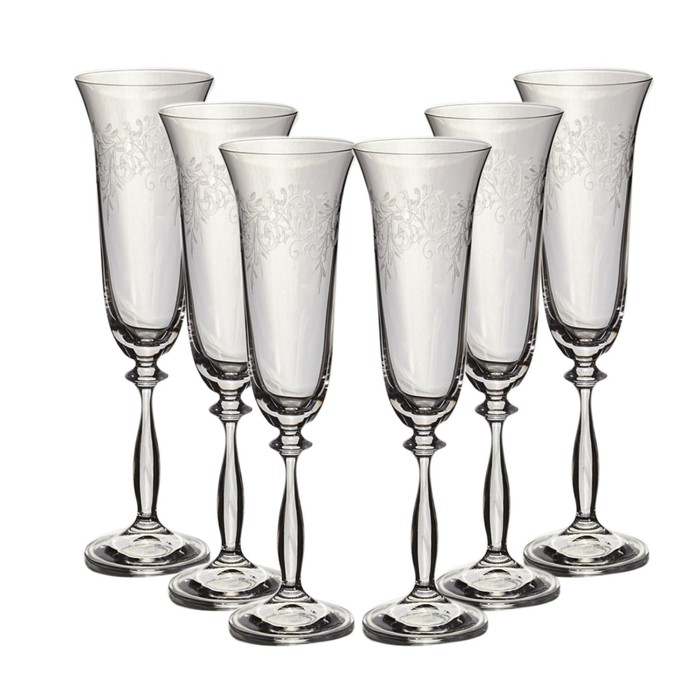 Набор бокалов для шампанского «Анжела», 190 мл, 6 штук, ажурный узор
