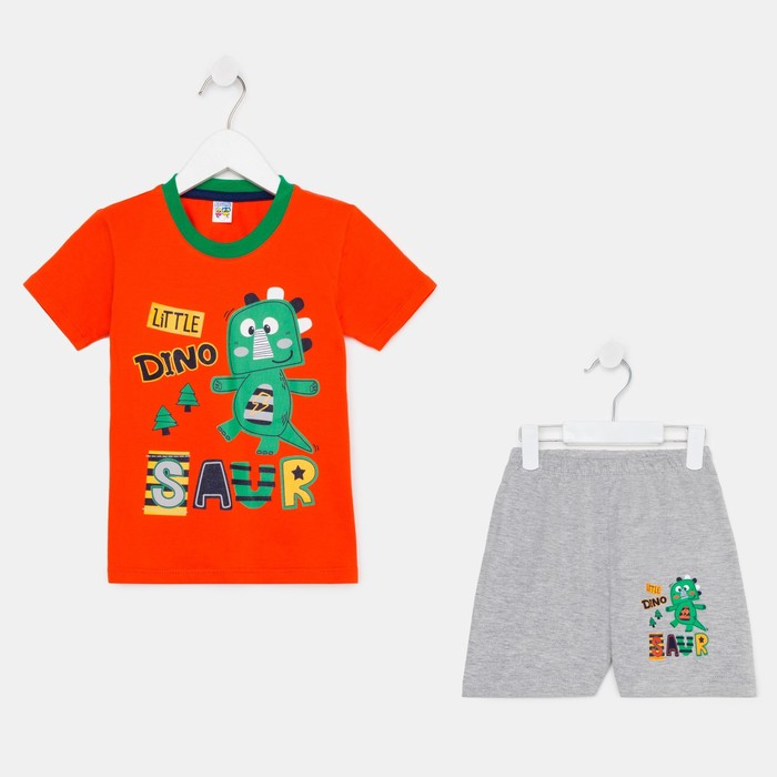 фото Комплект (футболка и шорты) для мальчика, цвет оранжевый/меланж, рост 104 baby style