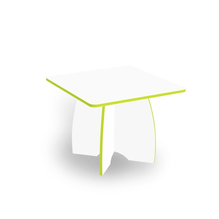 Детский столик на 4-х детей, 600 × 600 × 450 мм, цвет белый / кромка лайм