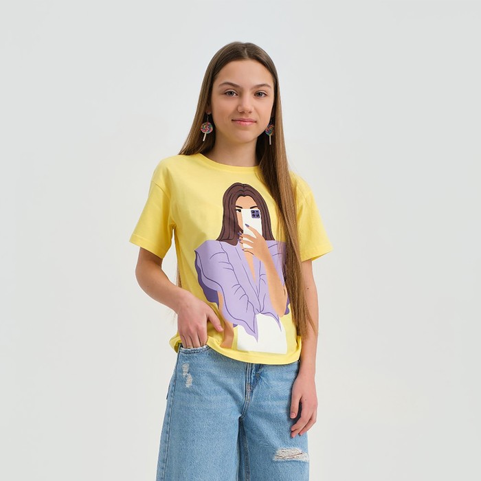 

Футболка для девочки KAFTAN "Selfie", рост 158-164, цвет жёлтый