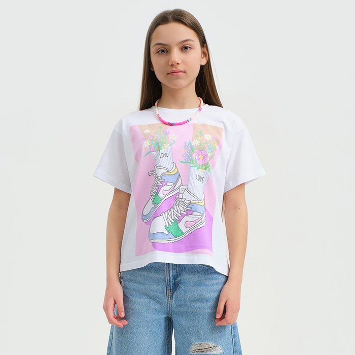 

Футболка для девочки KAFTAN "Selfie", рост 158-164, цвет белый