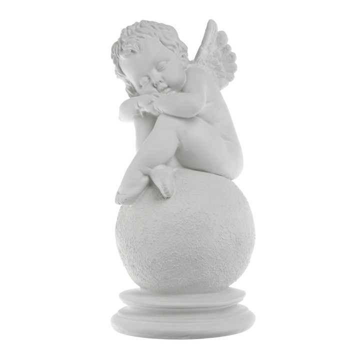 Гипсовая фигура Ангел, спящий на шаре, 13 х 13 х 25 см