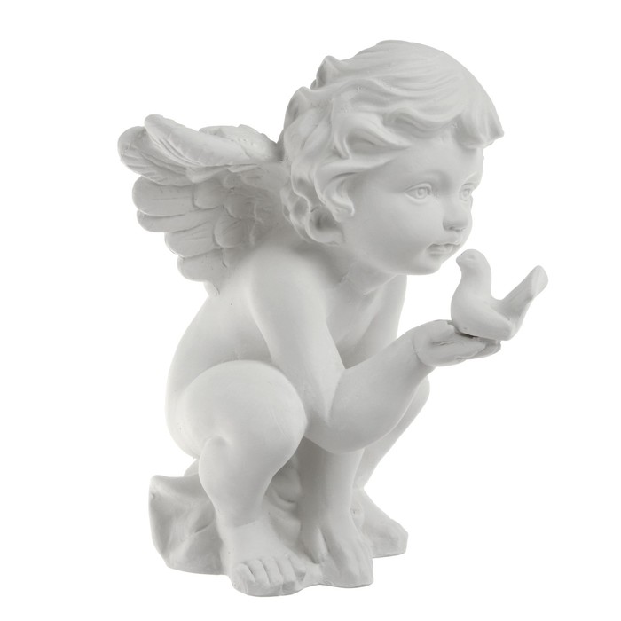 Гипсовая фигура ангел с голубем, 17 х 15 х 22 см