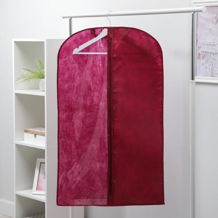 Чехол для одежды 60×100 см, спанбонд, цвет бордо