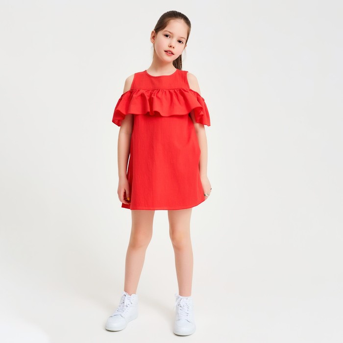 Платье для девочки MINAKU: Cotton Collection цвет терракот, рост 158