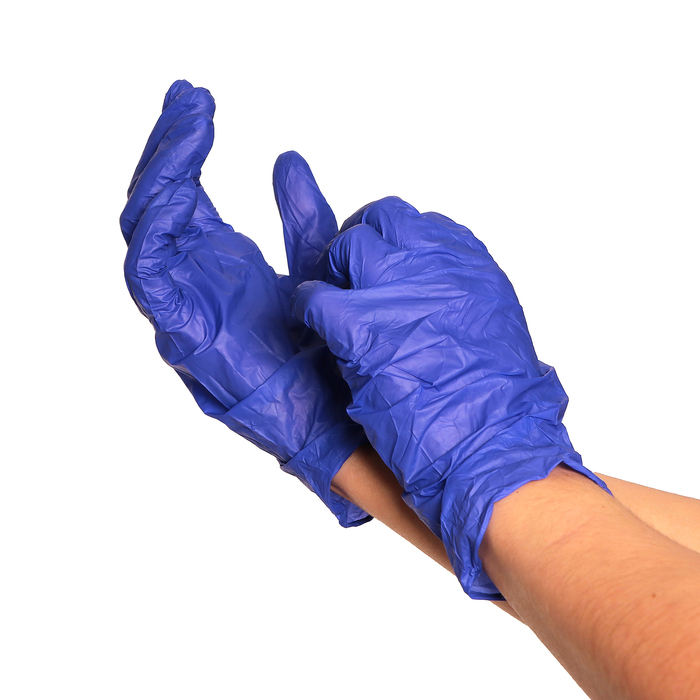 Перчатки нитриловые, неопудренные, нестерильные, размер L, 50 пар, голубые
