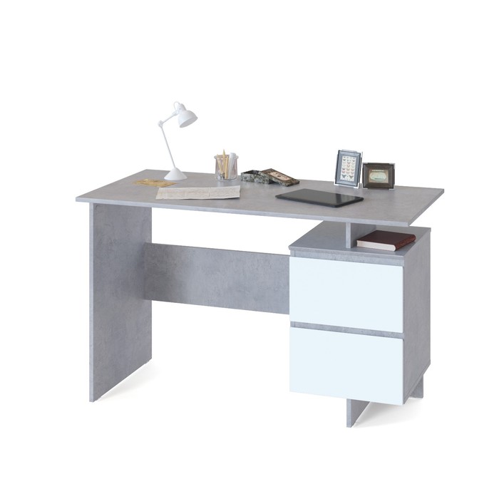 Стол письменный «СПм-19», 1200 × 600 × 744 мм, цвет бетон / белый стол письменный спм 19 1200 × 600 × 744 мм цвет дуб сонома белый