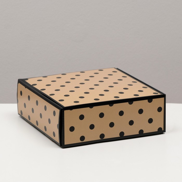 коробка самосборная красная 23 х 23 х 8 см Коробка самосборная Горошек, 23 х 23 х 8 см