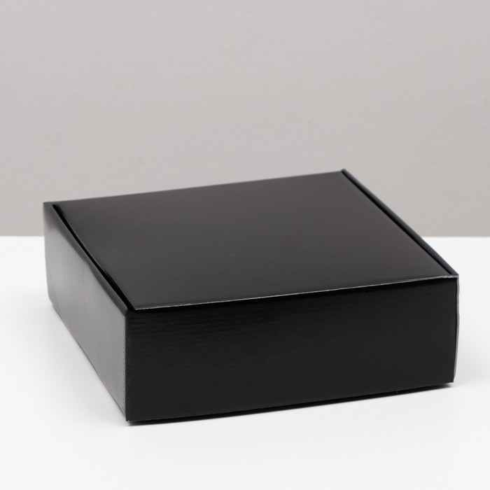 коробка самосборная с днём рождения 23 х 23 х 8 см Коробка самосборная, чёрная, 23 х 23 х 8 см