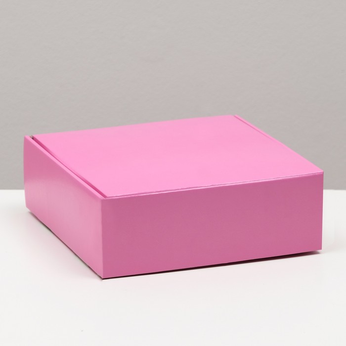 Коробка самосборная, розовая, 23 х 23 х 8 см коробка самосборная крафт бурая 23 х 23 х 12 см
