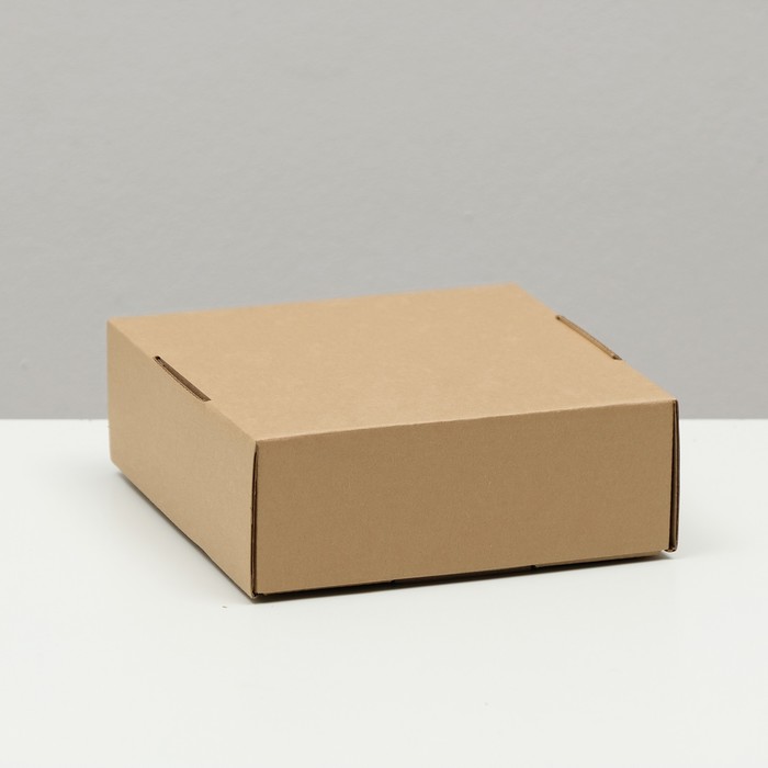 Коробка самосборная, крафт, бурая, 16 х 16 х 6 см коробка самосборная крафт бурая 23 х 23 х 12 см