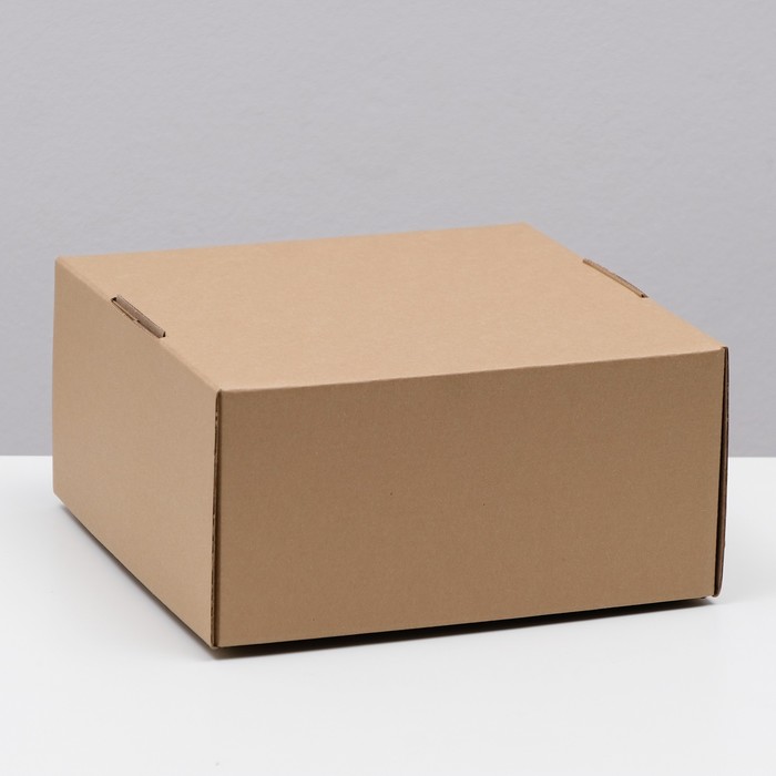 коробка самосборная с днём рождения 23 х 23 х 8 см Коробка самосборная, крафт, бурая, 23 х 23 х 12 см
