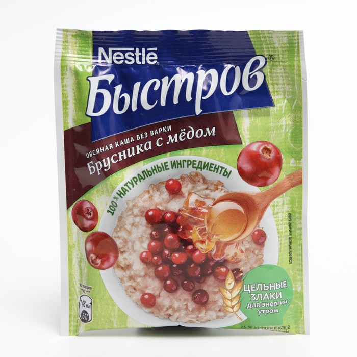 

Каша БЫСТРОВ овсяная мед и брусника 40г