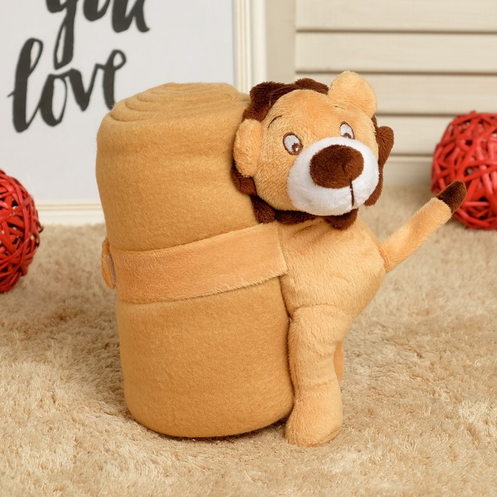 Набор подарочный для новорождённых "Этелька" 2 пр Мишка, плед коричневый, размер 75х100 см