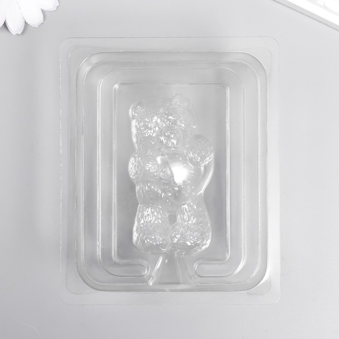 фото Пластиковая форма 3d "медвежонок стоит с сердечком" (набор 2 детали) выдумщики