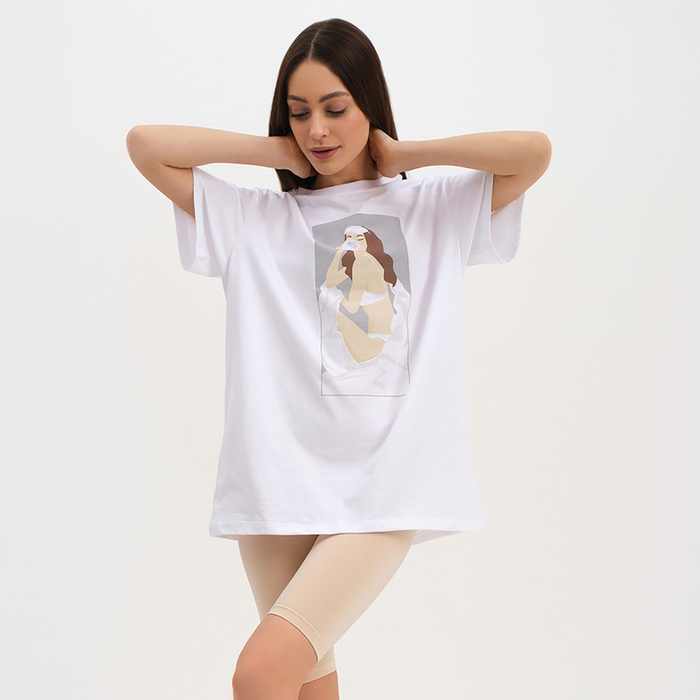 

Пижама женская (футболка и шорты) KAFTAN Coffee размер 44-46, цвет белый