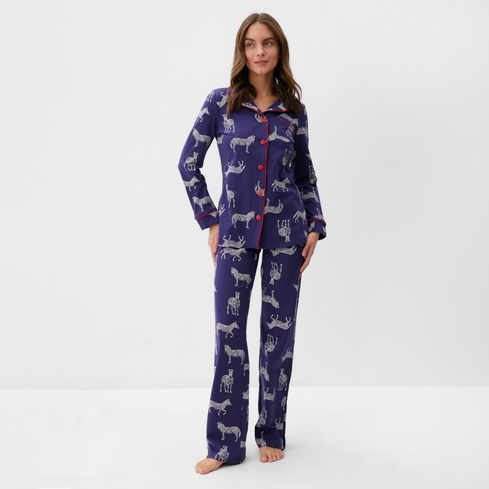 

Пижама женская (рубашка и брюки) KAFTAN Zebra размер 48-50, цвет синий