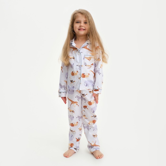 

Пижама детская (рубашка и брюки) KAFTAN "Animal" размер 122-128, цвет белый