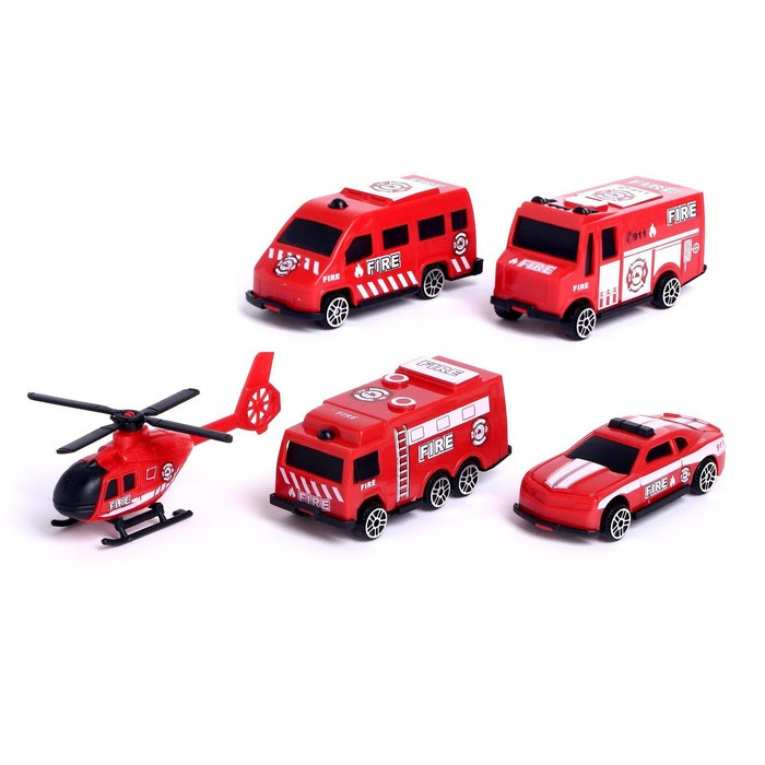 Набор машин «Пожарная служба», 5 штук, в пакете набор машин пожарная служба 5 штук в пакете