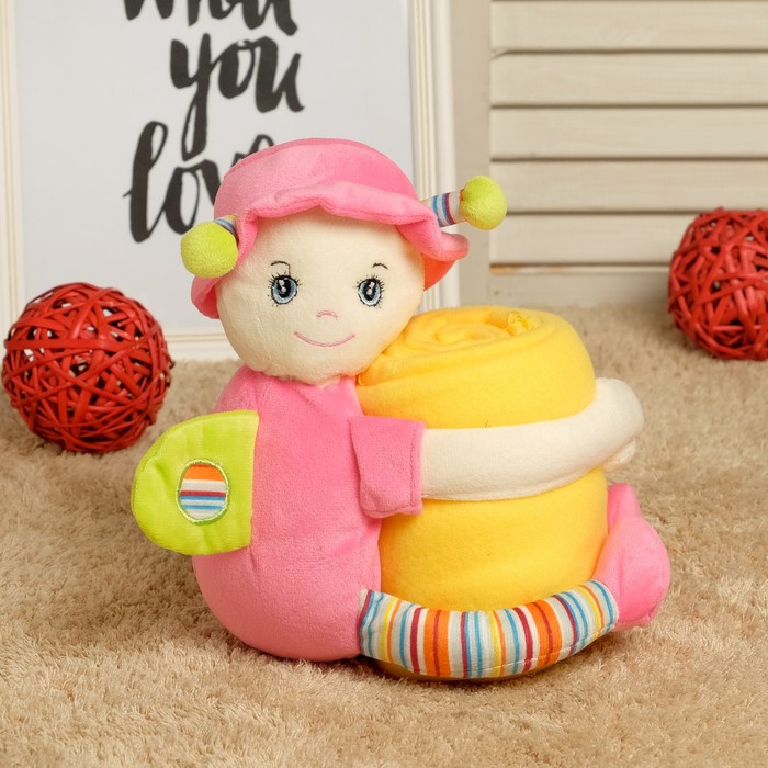 Набор подарочный для новорождённых "Этелька" 2 пр Пчелка в шляпе-обнимашка, размер 75х100 см