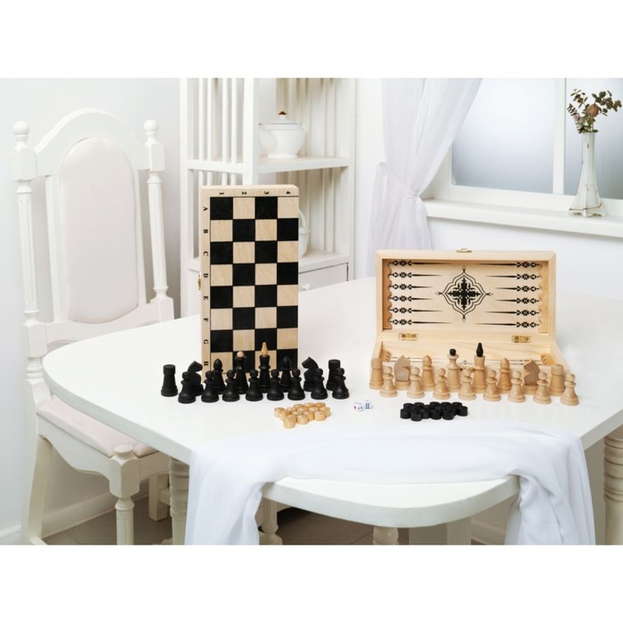 Настольная игра 3 в 1 "Классика": нарды, шашки, шахматы, доска 29 х 14.5 х 6 см