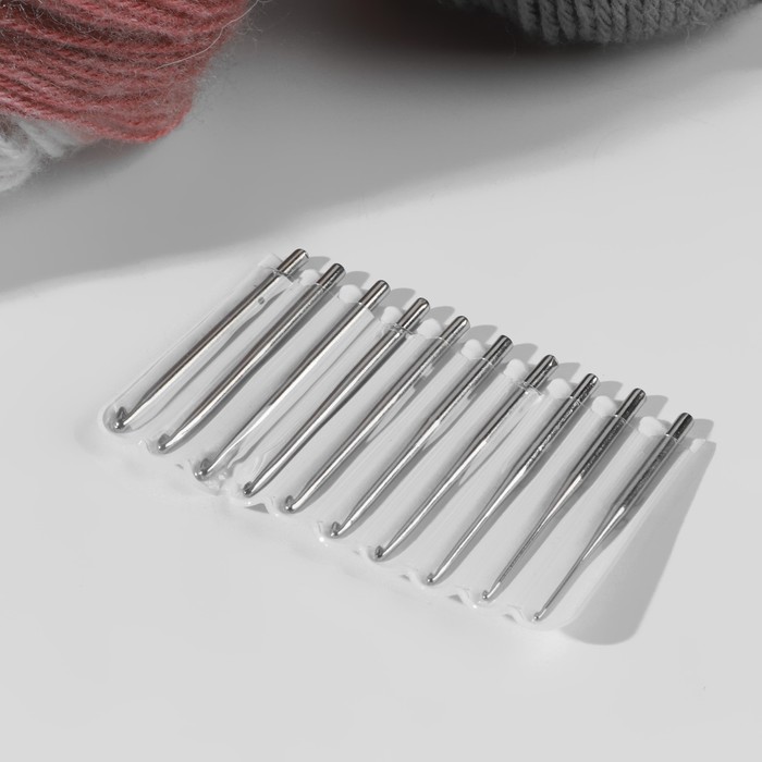Крючок для вязания, со сменными головками, 10 шт, d = 0,5 - 2,75 мм, 11,5 см, цвет МИКС