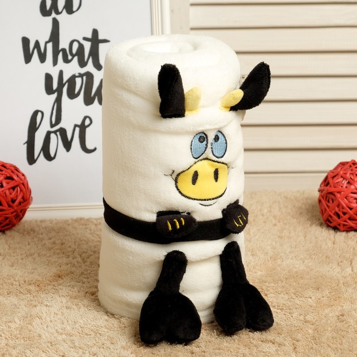 Плед - игрушка для новорождённых "Этелька" Му-му, размер 75х100 см